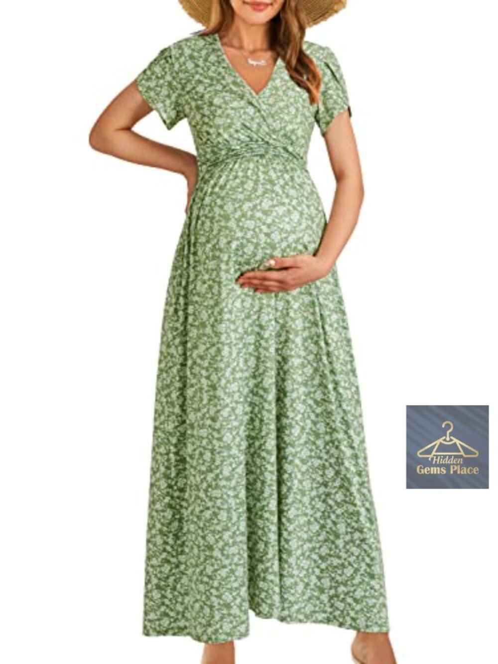 Maternity Wrap Maxi Dress Soft Stretchy Nursing Photoshoot Baby Shower Vacation